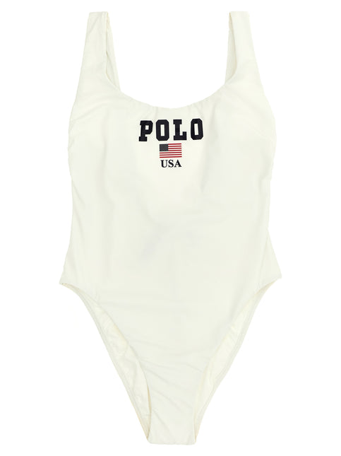 Polo Ralph Lauren White Nylon One-Piece Swimsuit