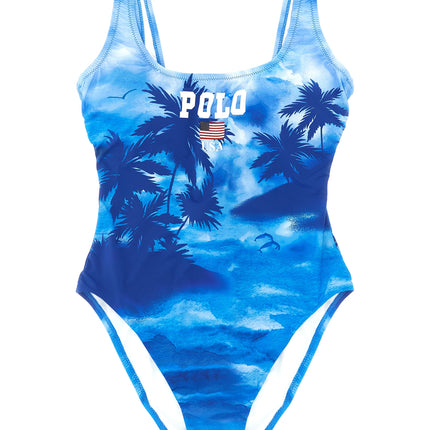 Polo Ralph Lauren Blue Nylon One-Piece Swimsuit