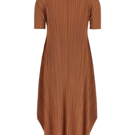 PLEATS PLEASE ISSEY MIYAKE Brown Polyester Midi Dress