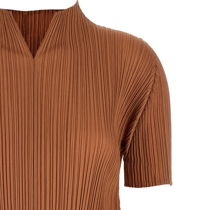 PLEATS PLEASE ISSEY MIYAKE Brown Polyester Midi Dress