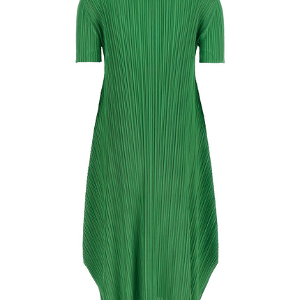 PLEATS PLEASE ISSEY MIYAKE Bicolor Polyester Midi Dress
