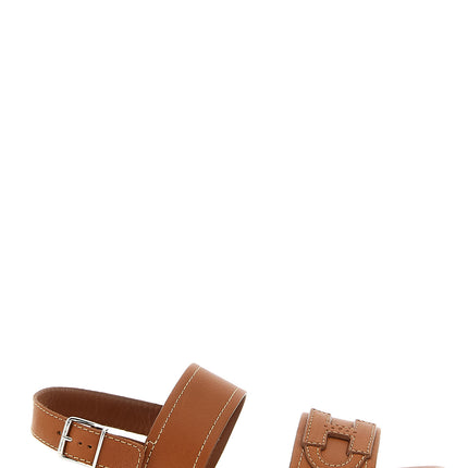 Hogan Brown Calfskin Flat Sandals