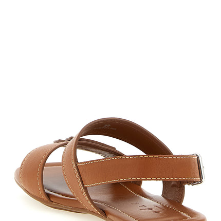 Hogan Brown Calfskin Flat Sandals