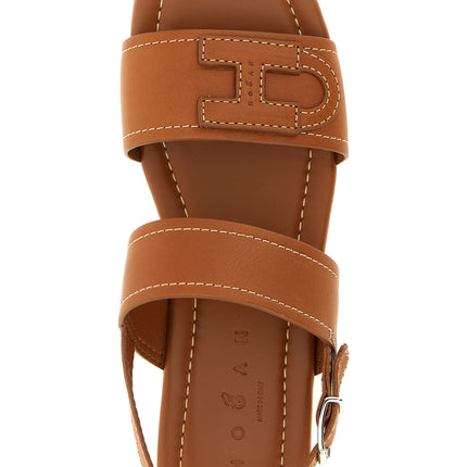 Hogan Brown Calfskin Flat Sandals