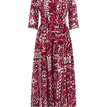 SAMANTHA SUNG Fuchsia Cotton Long Dress