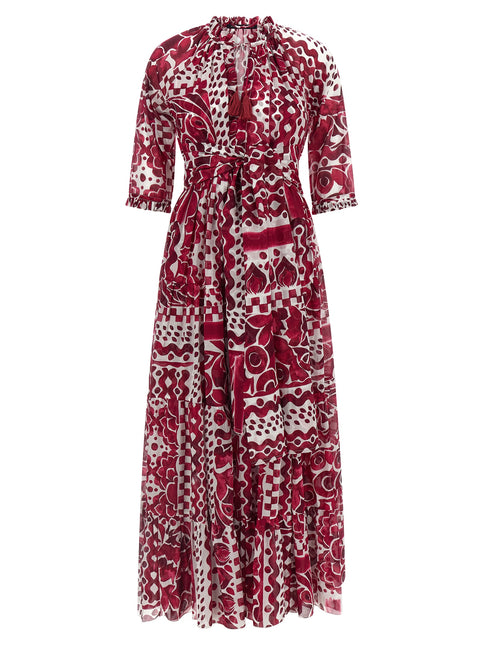 SAMANTHA SUNG Fuchsia Cotton Long Dress