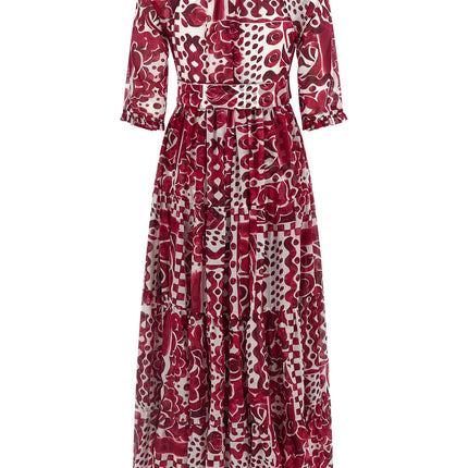 SAMANTHA SUNG Fuchsia Cotton Long Dress