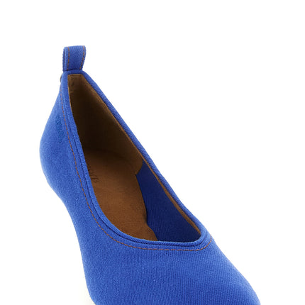 Versace Blue Cotton Mid Heel Pumps