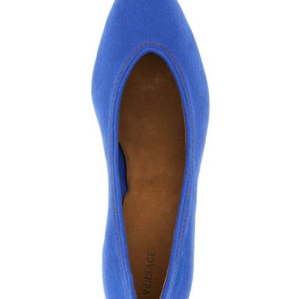 Versace Blue Cotton Mid Heel Pumps