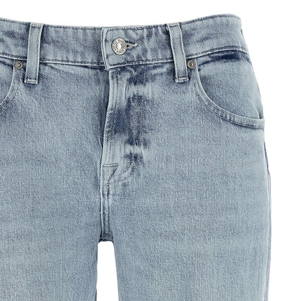 7 For All Mankind Blue Cotton Straight-Leg Jeans