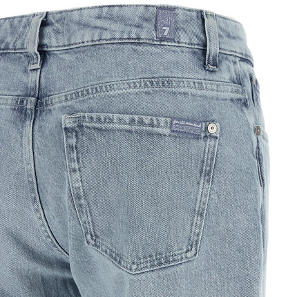 7 For All Mankind Blue Cotton Straight-Leg Jeans