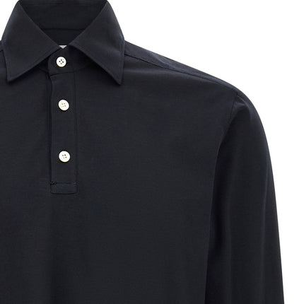 Kiton Blue Cotton Polo Shirt