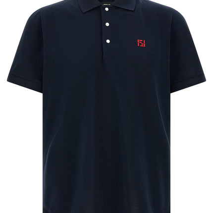 Fendi Blue Cotton Polo Shirt Fendi