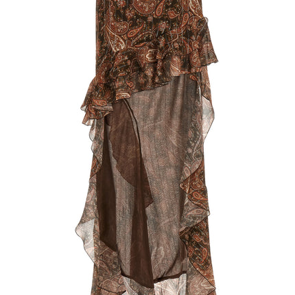 The Andamane Brown Viscose Mini Skirt
