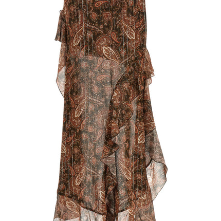 The Andamane Brown Viscose Mini Skirt