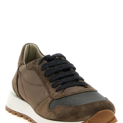 Brunello Cucinelli Bicolor Calfskin Athletic Sneakers