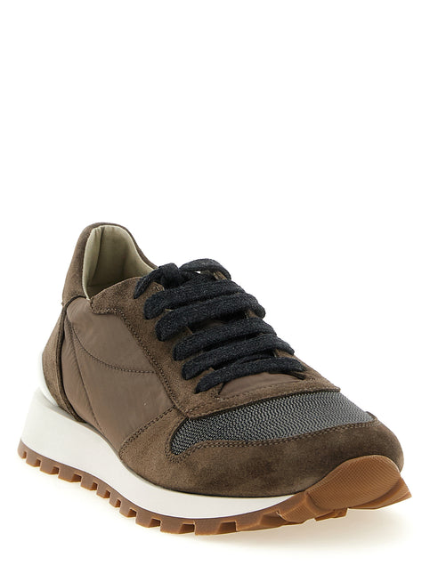 Brunello Cucinelli Bicolor Calfskin Athletic Sneakers Brunello Cucinelli