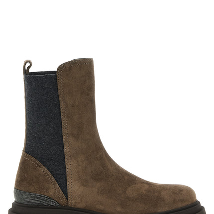Brunello Cucinelli Brown Calfskin Ankle Boots