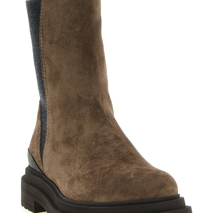 Brunello Cucinelli Brown Calfskin Ankle Boots