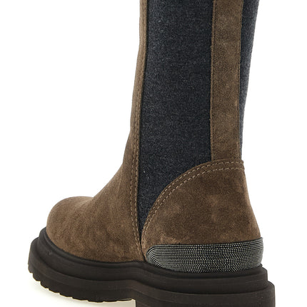 Brunello Cucinelli Brown Calfskin Ankle Boots