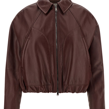 Brunello Cucinelli Bordeaux Calfskin Leather Jacket