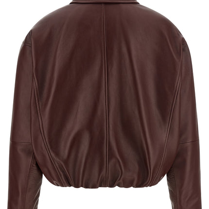Brunello Cucinelli Bordeaux Calfskin Leather Jacket