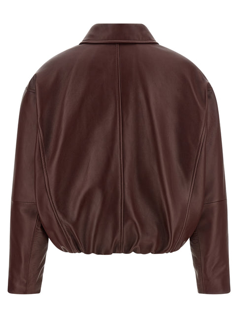 Brunello Cucinelli Bordeaux Calfskin Leather Jacket Brunello Cucinelli