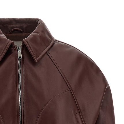 Brunello Cucinelli Bordeaux Calfskin Leather Jacket