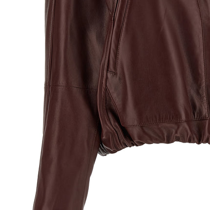 Brunello Cucinelli Bordeaux Calfskin Leather Jacket