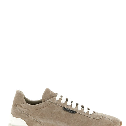 Brunello Cucinelli Beige Calfskin Athletic Sneakers