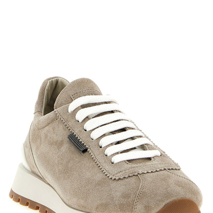 Brunello Cucinelli Beige Calfskin Athletic Sneakers