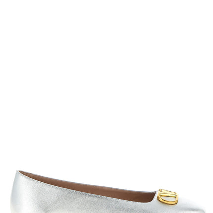 Valentino Garavani Silver Lamb Leather Ballet Flats