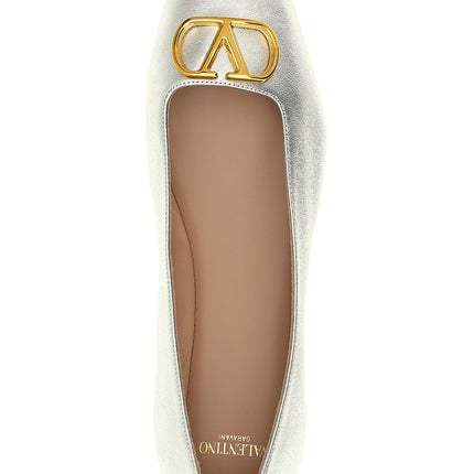 Valentino Garavani Silver Lamb Leather Ballet Flats