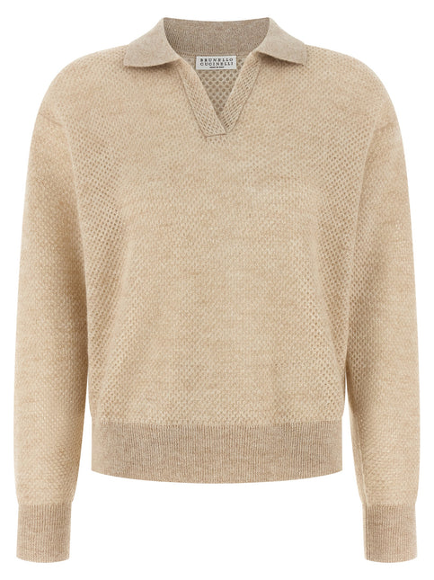 Brunello Cucinelli Gold Wool Polo Shirt Brunello Cucinelli