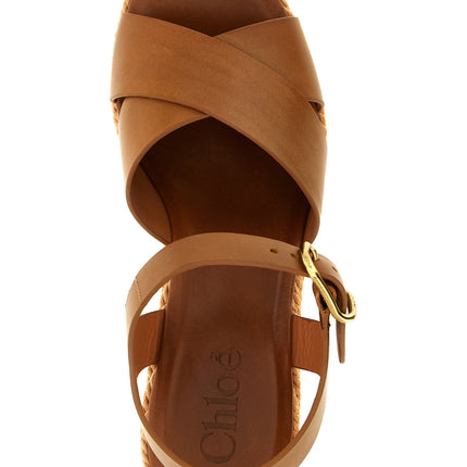 Chloé Brown Calfskin Wedge Sandals
