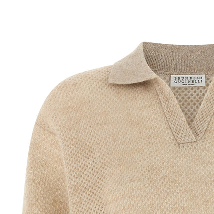 Brunello Cucinelli Gold Wool Polo Shirt