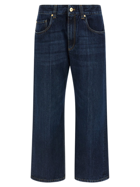 Brunello Cucinelli Blue Cotton Cropped Jeans Brunello Cucinelli