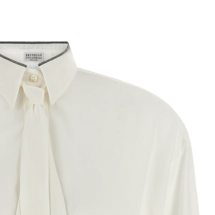 Brunello Cucinelli White Silk Blouse