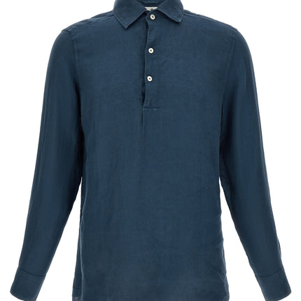 MC2 Saint Barth Blue Linen Polo Shirt