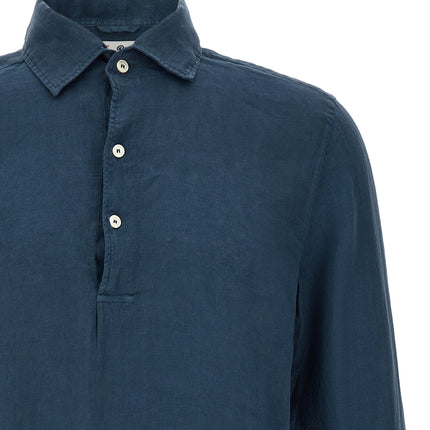 MC2 Saint Barth Blue Linen Polo Shirt