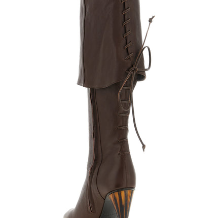 Alexander McQueen Brown Lamb Leather Over The Knee