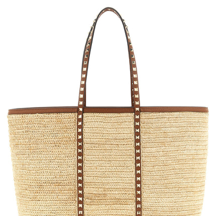 Valentino Garavani Beige Straw Tote Bag