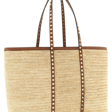 Valentino Garavani Beige Straw Tote Bag