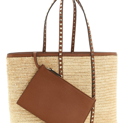 Valentino Garavani Beige Straw Tote Bag