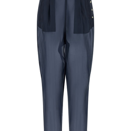 MAISON JEJIA Blue Silk Casual Pants