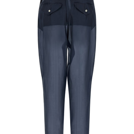 MAISON JEJIA Blue Silk Casual Pants