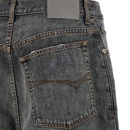 Balenciaga Gray Cotton Relaxed Fit Jeans
