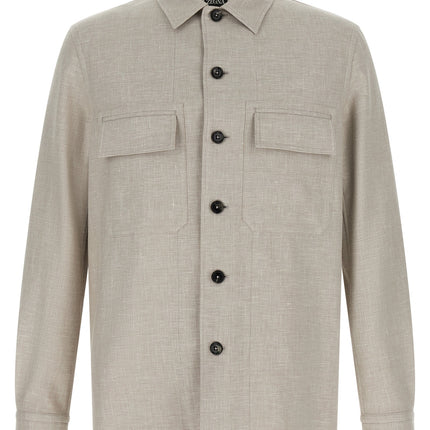 ZEGNA Gray Linen Blouse