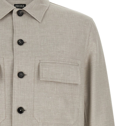 ZEGNA Gray Linen Blouse