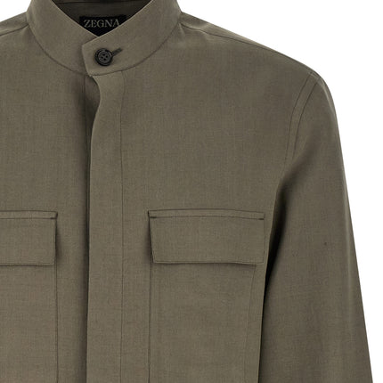 ZEGNA Gray Linen Blouse